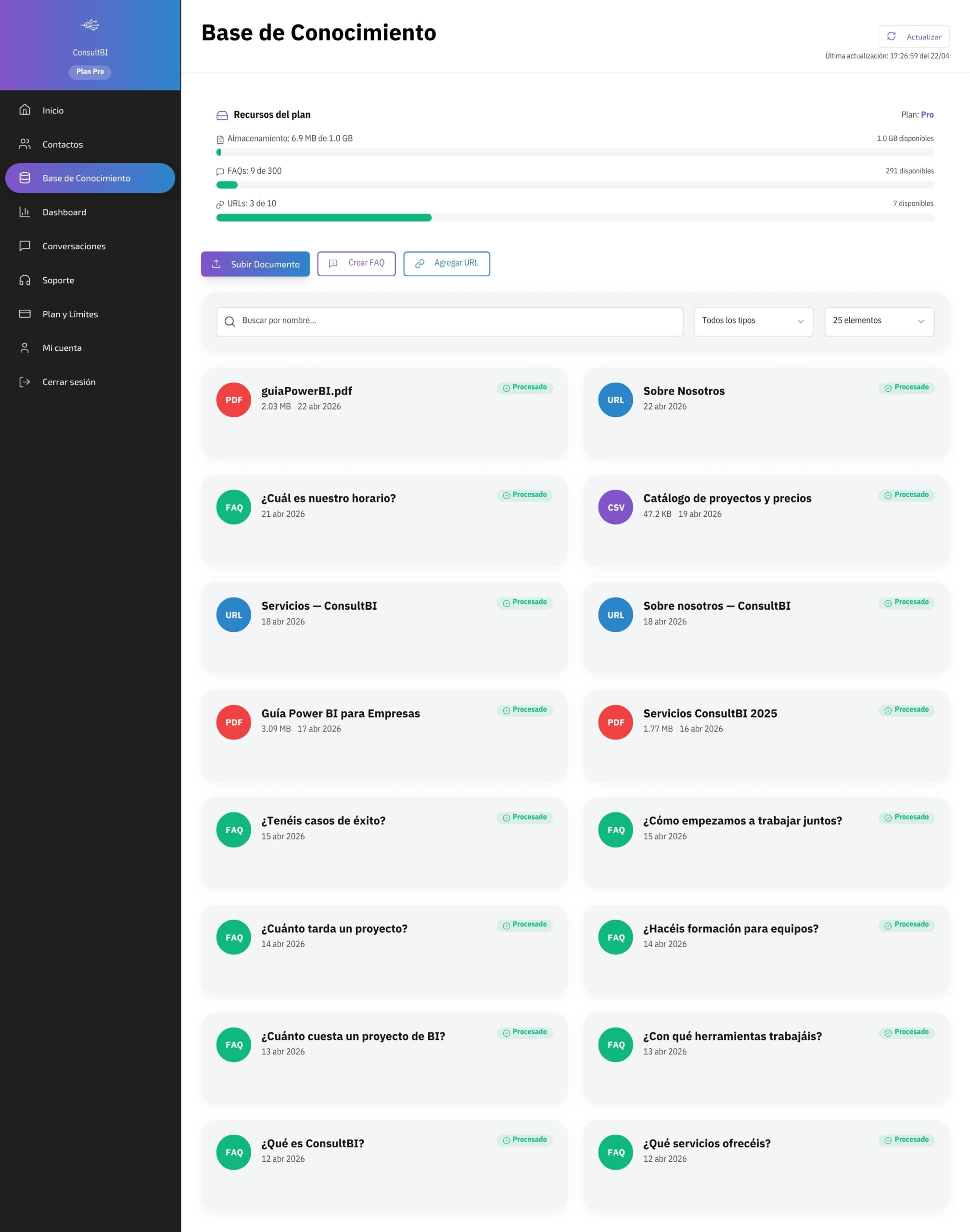 Base de conocimiento